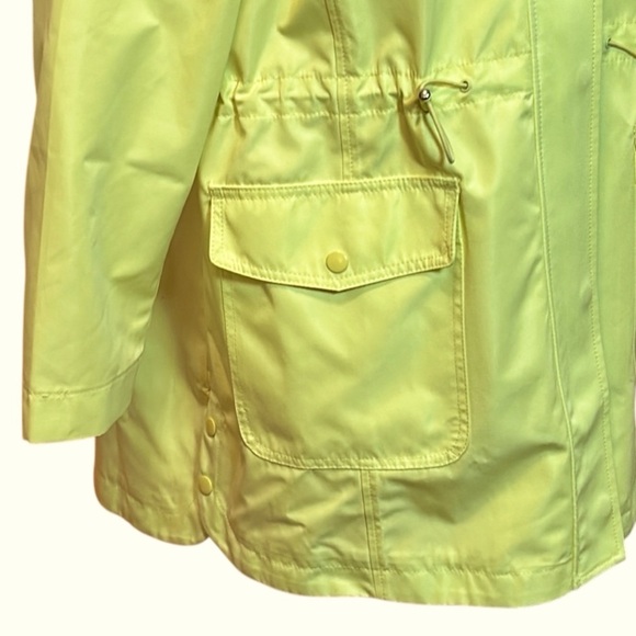 Talbots Hooded Canvas Yellow & Mint Green Anorak Rain Coat Jacket, size XLP - Picture 9 of 15